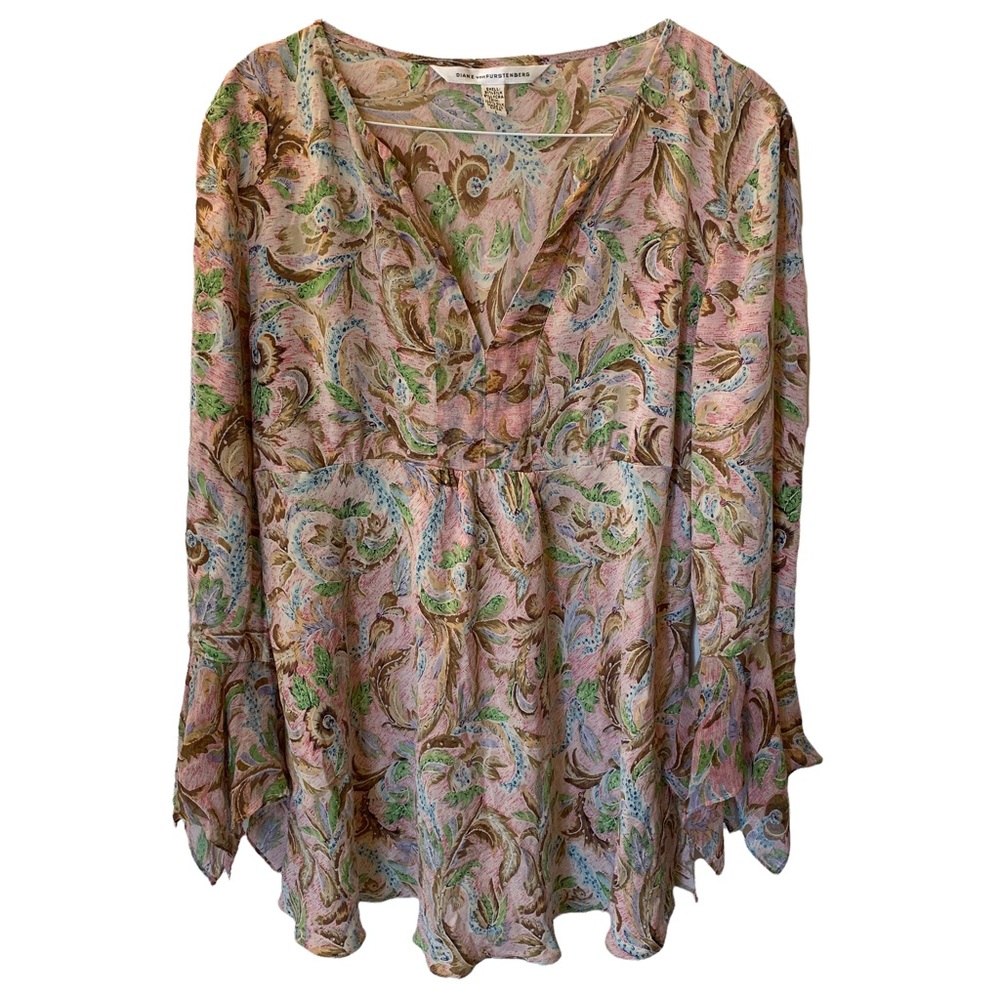 Diane Von Furstenberg Citarella Ruffle Sleeve Silk Blouse